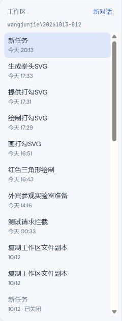 左侧工作区列表